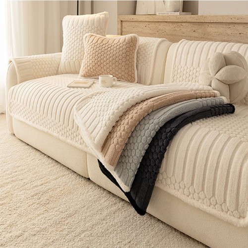 Short plush sofa cover 4 - plush,