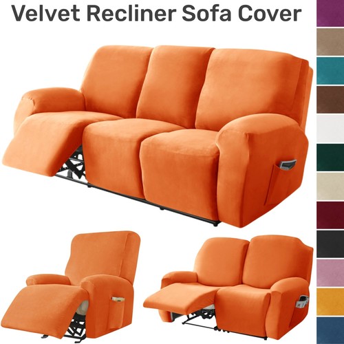 Stretch velvet recliner sofa - velvet,