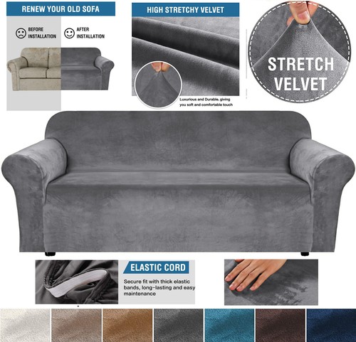 Velvet elastic stretch sofa - stretch,