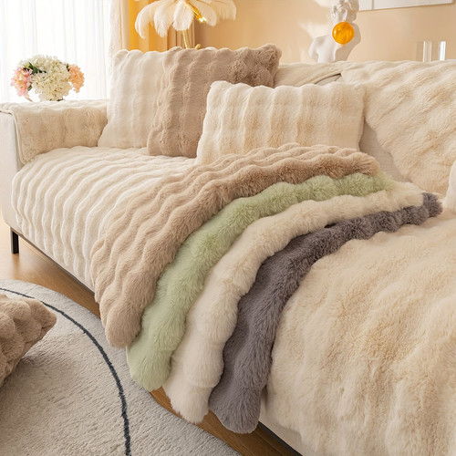 Warm thick plush sofa slip - warm,
